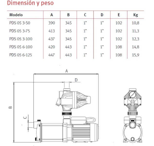 GRUPO DE PRESION ESPA DS 3-75 PRESURAZION 0,75 Cv ESP - Imagen 2