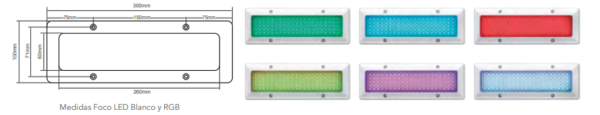 FOCO RECTANGULAR LED BLANCO / RGB + CONTROL REMOTO - Imagen 2